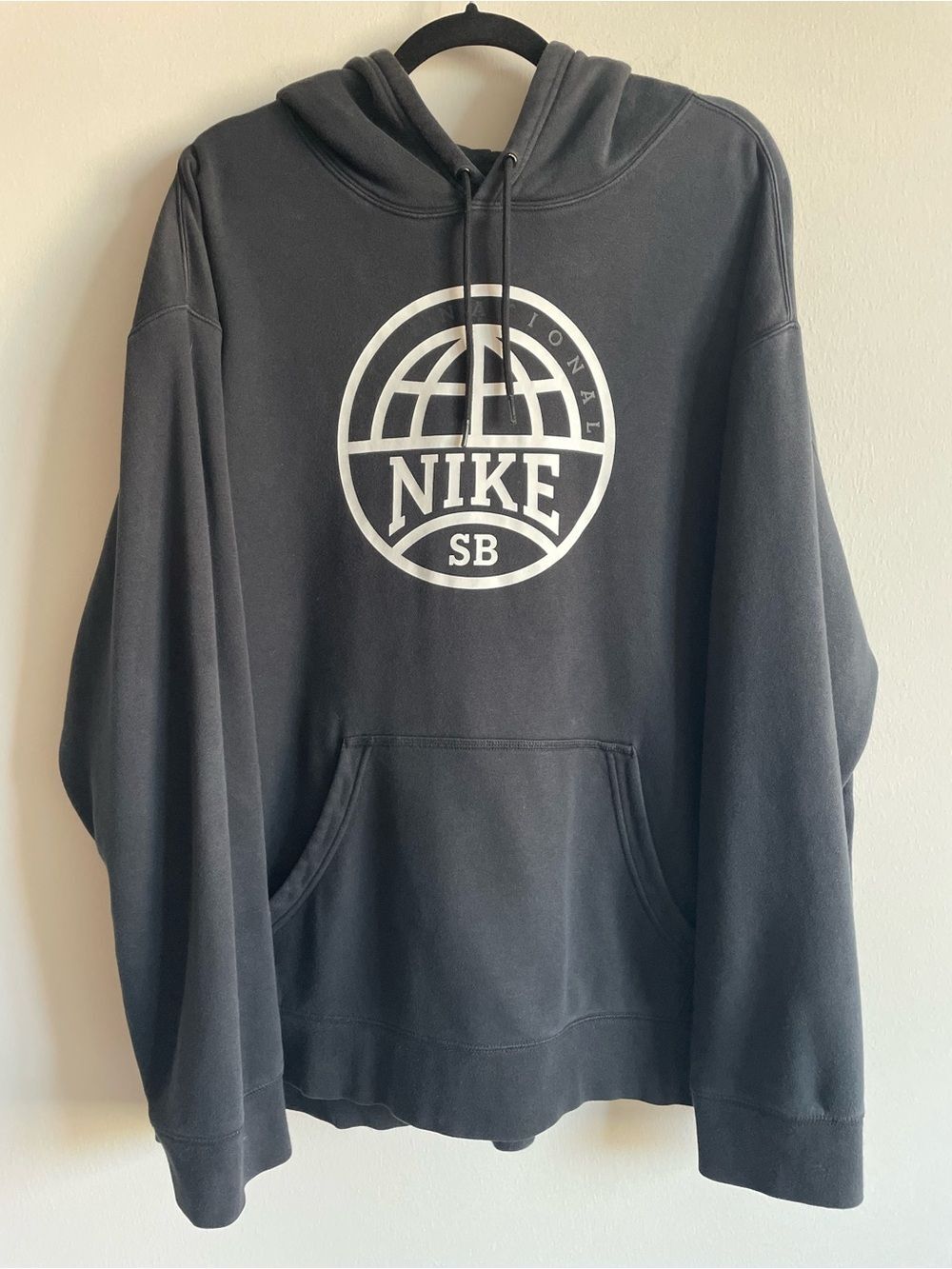 Nike SB Graphic Hoodie Black Boxy Pullover Sweatshirt Loose Fit Skate XXL